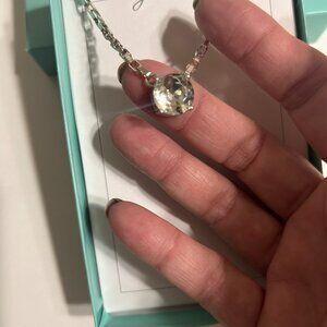 jBloom Stainless Steel Solitaire Crystal Necklace Adjustable 17–20" NWT